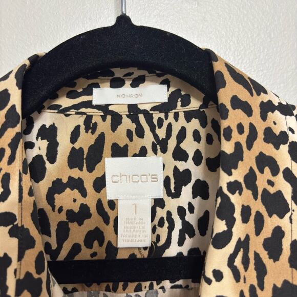 Chico’s Wrinkle-Resistant Leopard Print Tie Top - Size 1 (M) - Picture 5 of 8